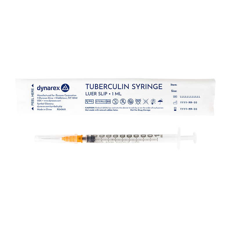 Tuberculin Non-Safety Syringe - Luer Slip 25G, 5/8" Needle, 1 cc