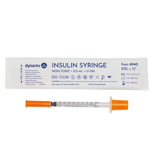 Dynarex Insulin Syringe - Non-Toxic - Individual Wrapped (Model 6940) (Case)