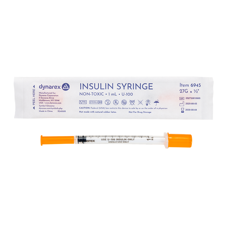 Dynarex Insulin Syringe - Non-Toxic - Individual Wrapped (Model 6945) (Case)