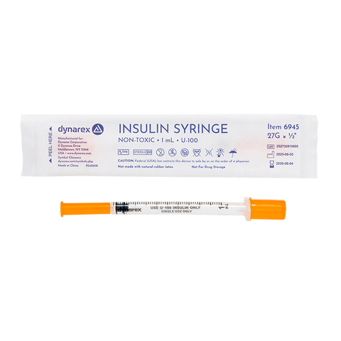 Dynarex Insulin Syringe - Non-Toxic - Individual Wrapped (Model 6945) (Case)