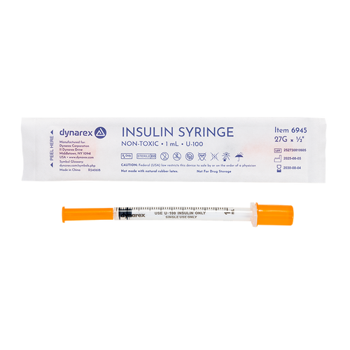 Dynarex Insulin Syringe - Non-Toxic - Individual Wrapped (Model 6945) (Case)