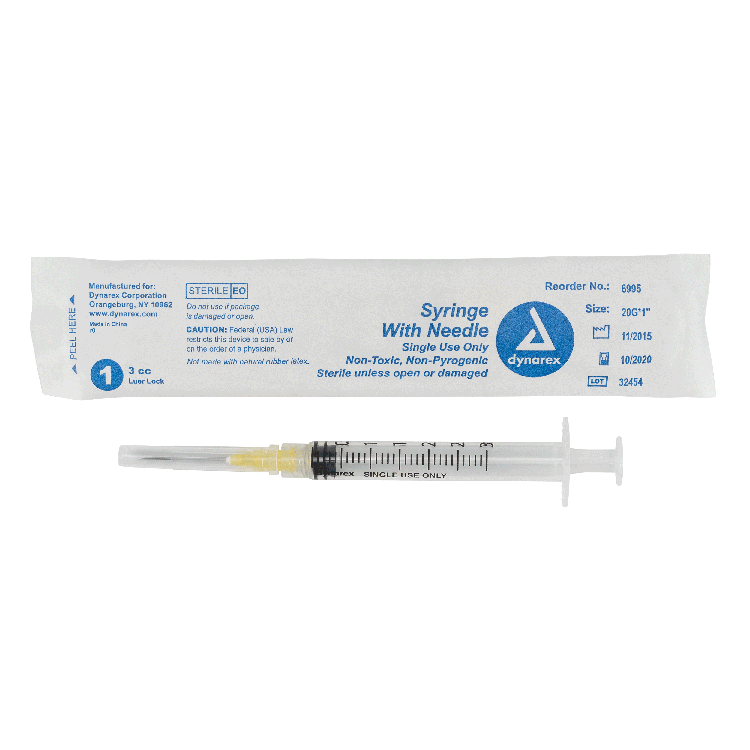 Syringe with Needle, Non-Safety - Luer Lock