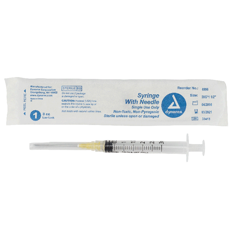 Syringe with Needle, Non-Safety - Luer Lock