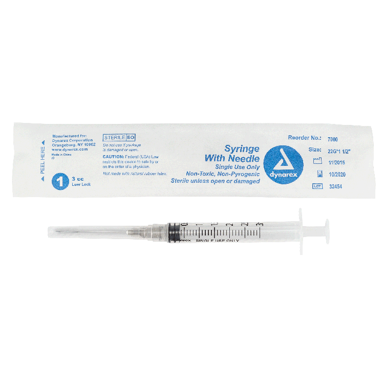 Syringe with Needle, Non-Safety - Luer Lock