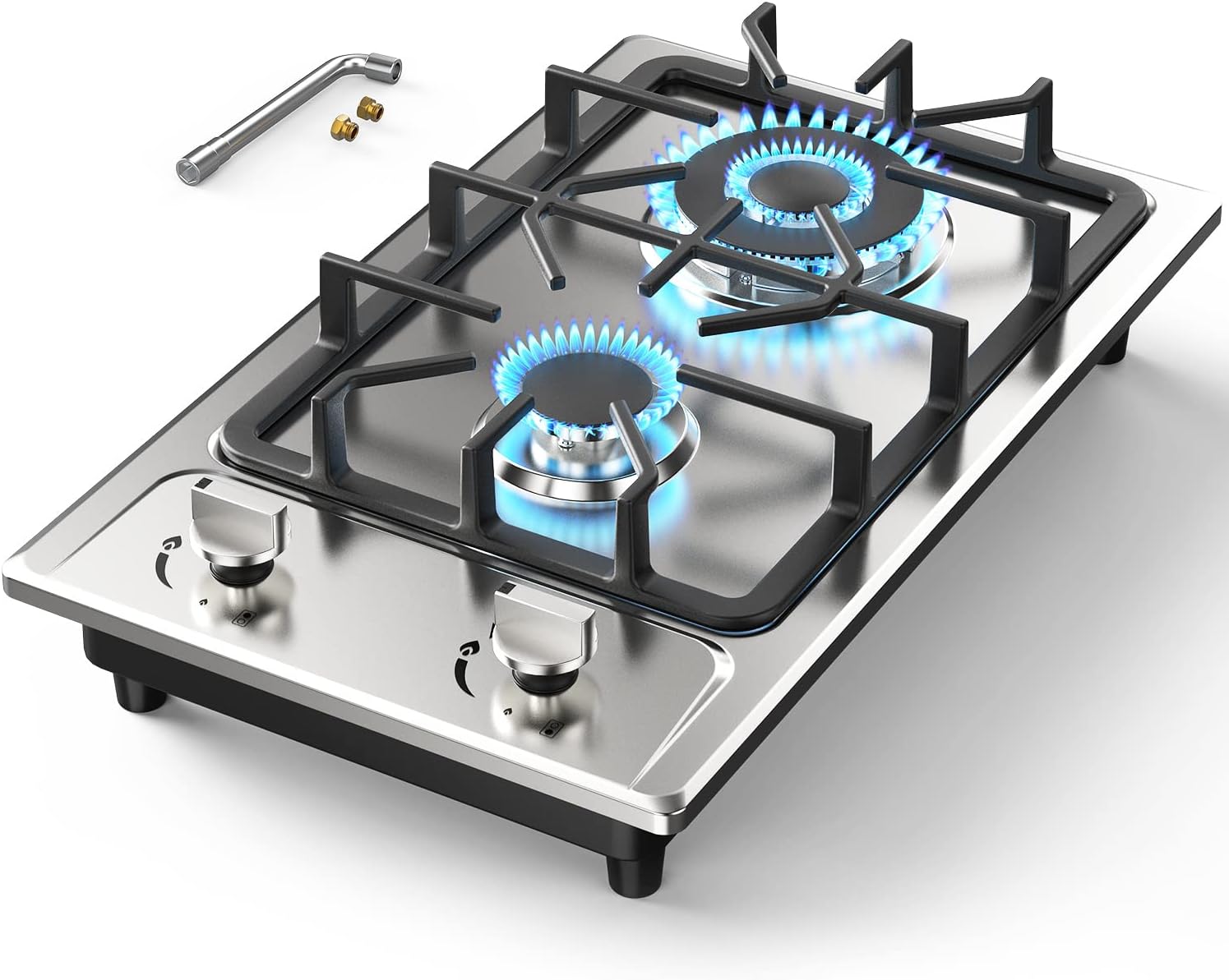2-burner Gas Cooktop with Sealed Burners, Stainless Steel Surface, and Cast Iron Grates Main image