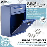 Medium Wall Mountable Mailbox with Key and Combination lock