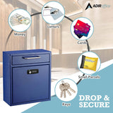Medium Wall Mountable Mailbox with Key and Combination lock