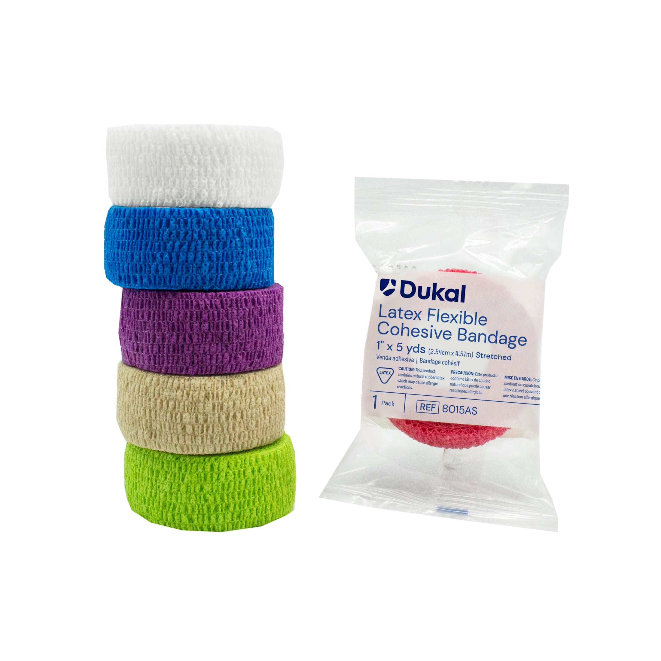 Non-Sterile Cohesive Bandage 1" x 5 yd, Assorted - 8015AS