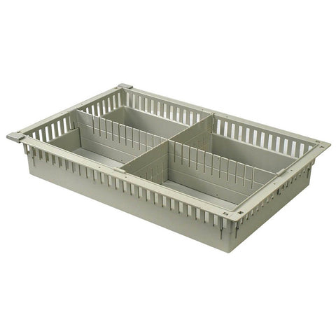 Harloff 4 inch Tray with 1ea 81036 Short Divider and 2ea 81039 Pull Out Stoppers