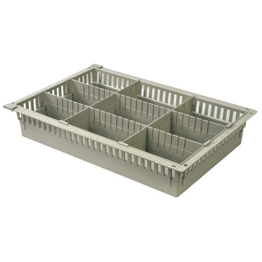 Harloff 4″ Tray for MedStor Max Cabinets, Two Short and Two Long Dividers, 81031-8
