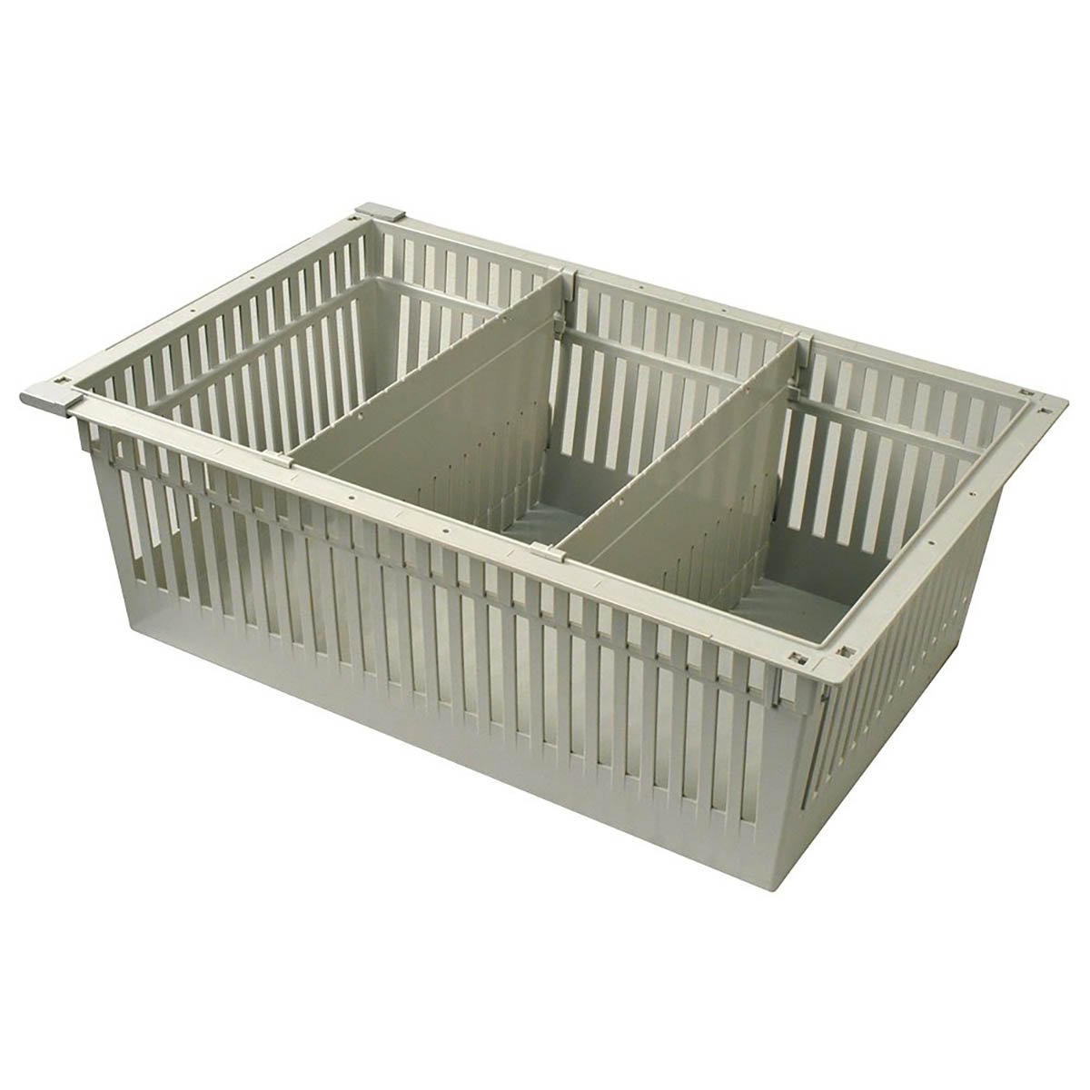 Harloff 8 inch Exchange Tray, Solid Sides, Flex Module ABS Gray, with 2 ea. 81037 Long Divider and 2 ea. 81039 Pull Out