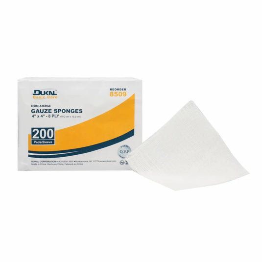 Non-Sterile Basic Care Gauze Sponge 4" x 4", 8-Ply