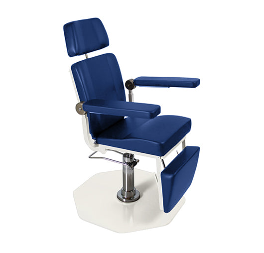 ENT Chair with Foot-Operated Pump - royal blue, alternate angle