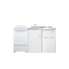 60" wide all-in-one kitchenette with 2-burner 115V coil cooktop, refrigerator-freezer, sink, and storage cabinet