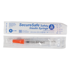 SecureSafe Safety Insulin Syringe 0.5 ml (New Mechanism) 29G, 1/2" Needle