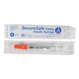 SecureSafe Safety Insulin Syringe 0.5 ml (New Mechanism) 29G, 1/2" Needle