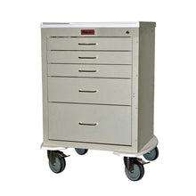 Mini24 5 Drawer Cart (Short Cabinet) Key Locking ; 3-3", 1-6", 1-9" Drawers, 3" Casters, no Bumper. REPLACED BY M3DS242