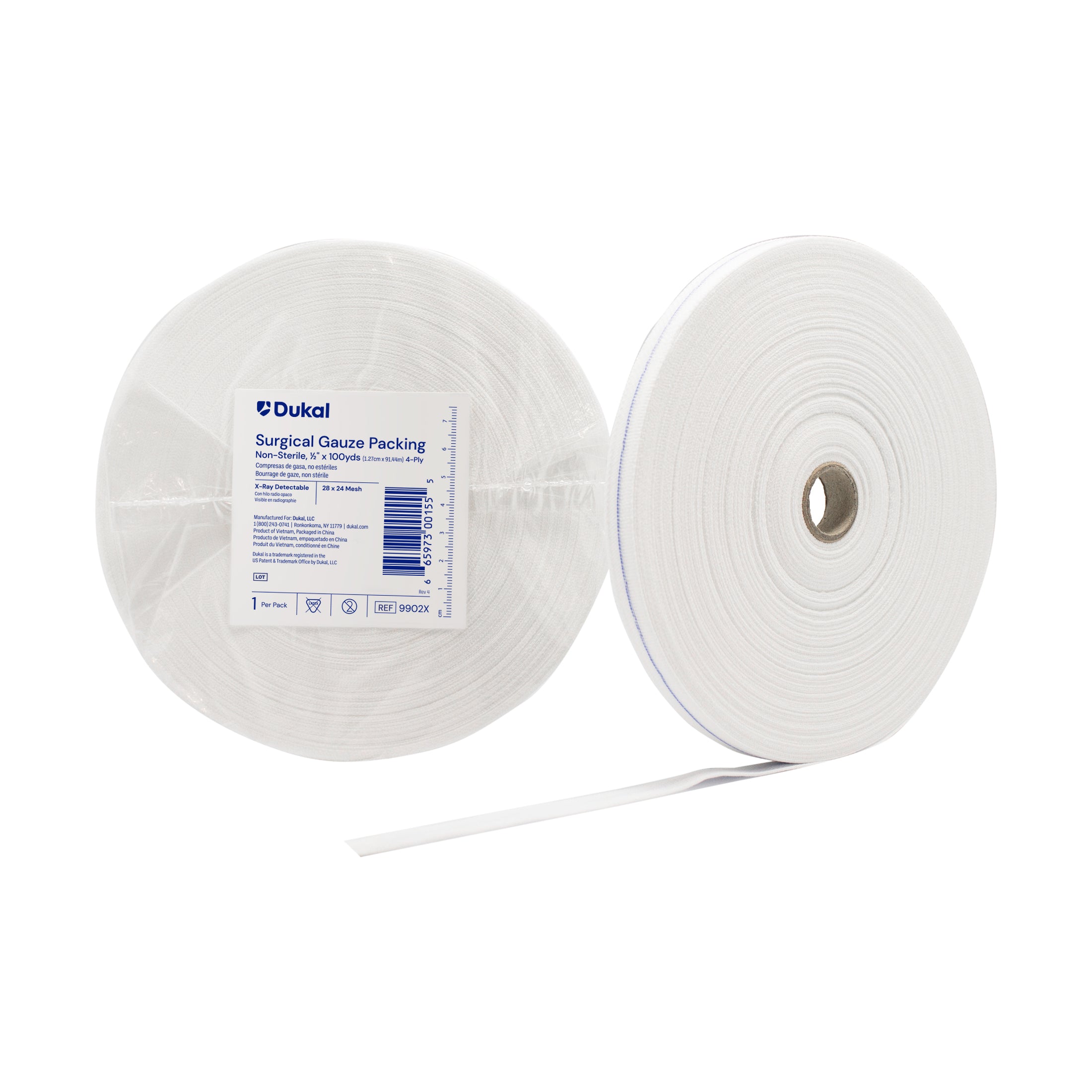Non-Sterile Gauze Packing Roll 1/2" x 100 yd 4-Ply - 9902X