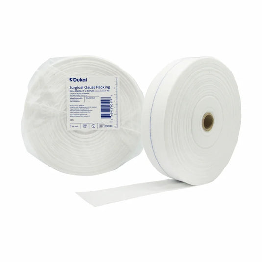 Non-Sterile Surgical Gauze Packing Roll with X-Ray Detectable Filament, 4-Ply, 2" x 100 yd