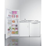 Accucold All-in-one combination kitchenette with full-sized refrigerator-freezer, dishwasher, sink, storage cabinet,