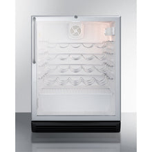 Commercially approved wine cellar for built-in undercounter use, with glass door and fully wrapped stainless steel cabin (Model SWC6GBLCSSLHD)