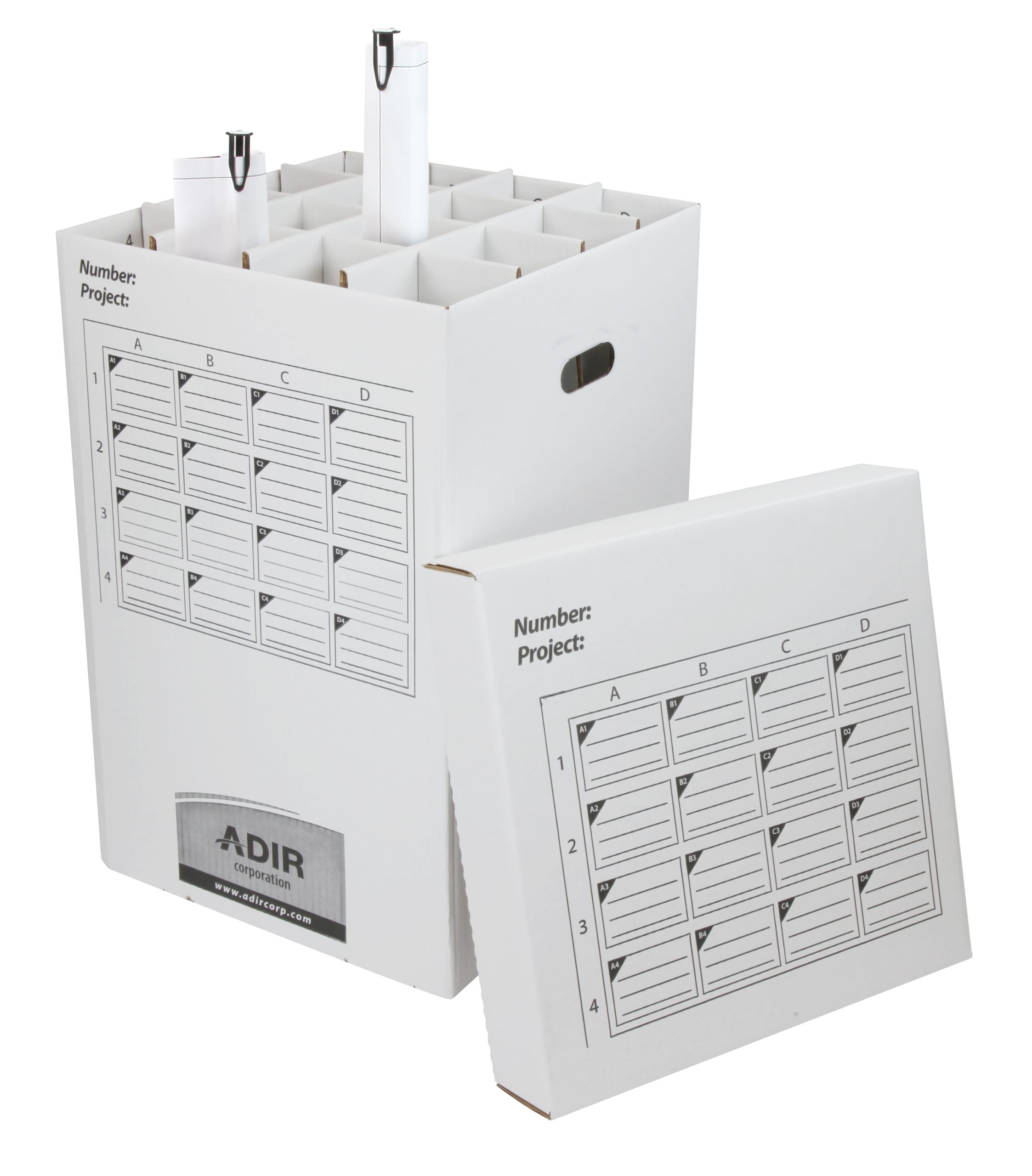 25 in. Corrugated Cardboard 16 Roll File Upright Storage Cabinet