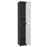 72" H x 12" W 2-Tier Steel Storage Locker with Digital Lock, Black