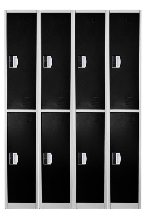 72" H x 12" W 2-Tier Steel Storage Locker with Digital Lock, Black,
