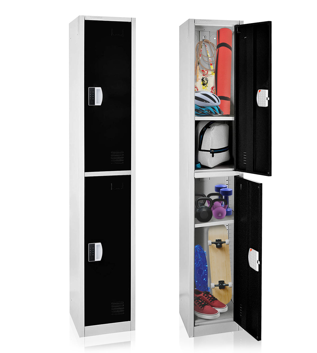 72" H x 12" W 2-Tier Steel Storage Locker with Digital Lock