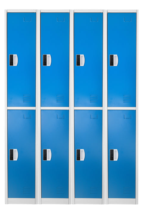 72" H x 12" W 2-Tier Steel Storage Locker with Digital Lock, Blue,