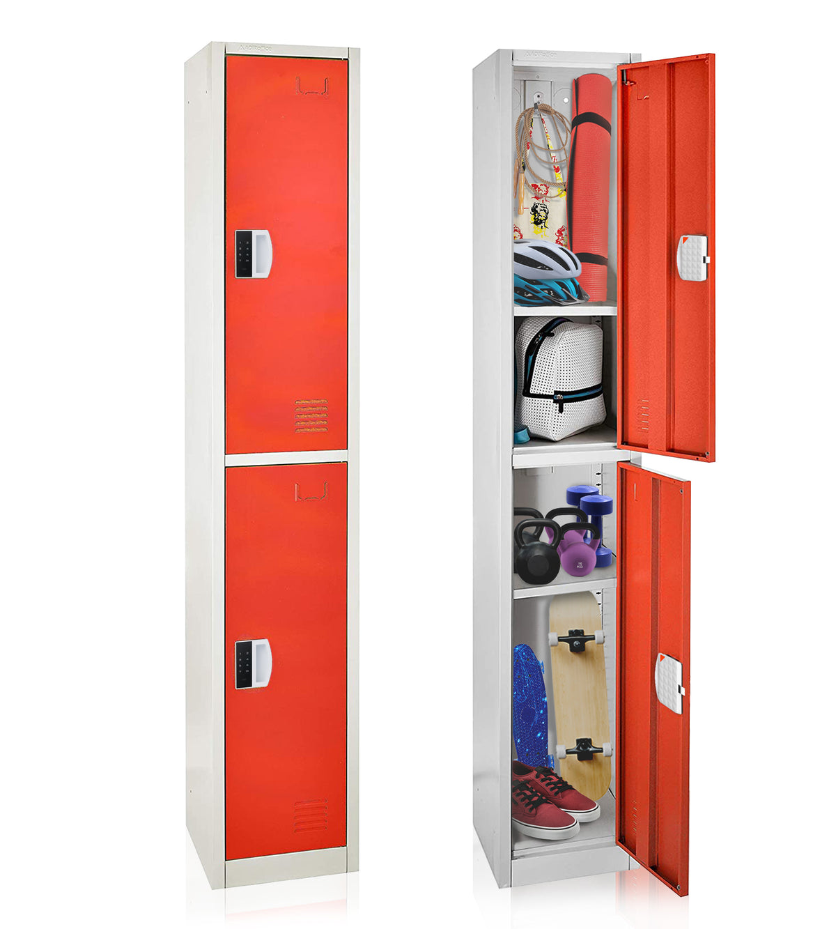 72" H x 12" W 2-Tier Steel Storage Locker with Digital Lock