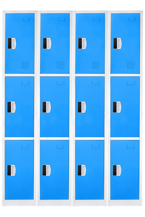 72" H x 12" W Triple Tier Steel Storage Locker with Digital Lock,