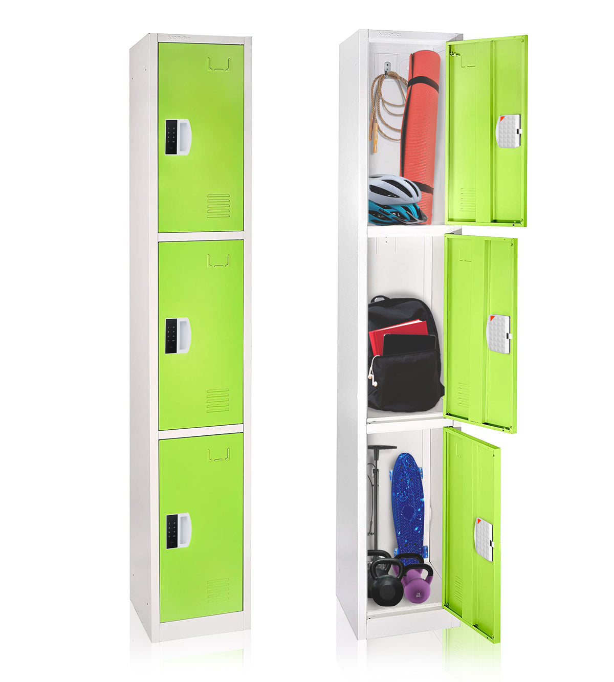 72" H x 12" W Triple Tier Steel Storage Locker with Digital Lock