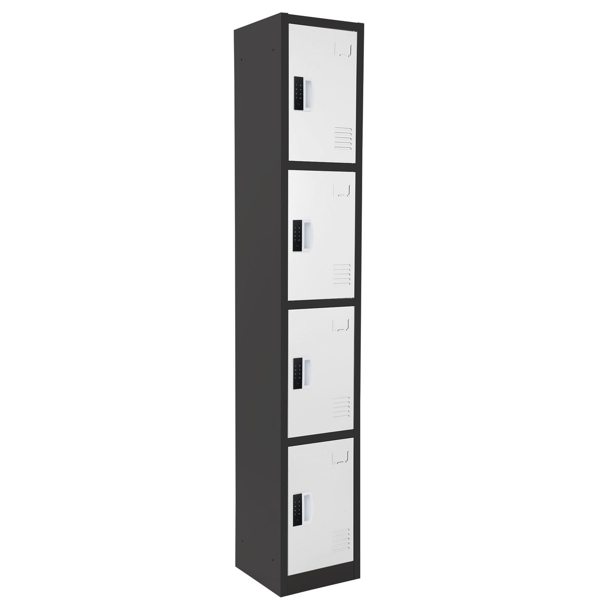 72" H x 12" W 4-Tier Steel Storage Locker with Digital Lock, Black