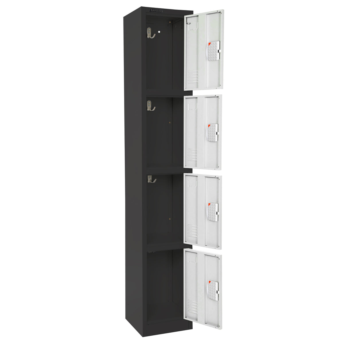 72" H x 12" W 4-Tier Steel Storage Locker with Digital Lock, Black
