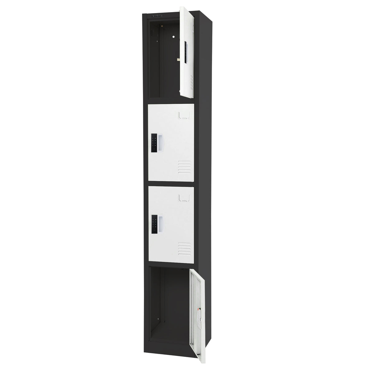72" H x 12" W 4-Tier Steel Storage Locker with Digital Lock, Black