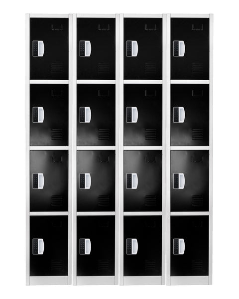 72" H x 12" W 4-Tier Steel Storage Locker with Digital Lock, Black,