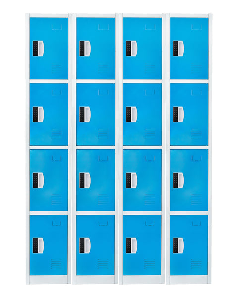 72" H x 12" W 4-Tier Steel Storage Locker with Digital Lock, Blue,