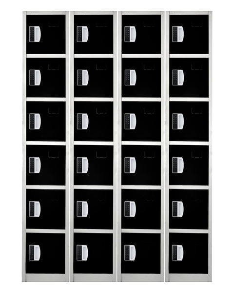 72" H x 12" W 6-Tier Steel Storage Locker with Digital Lock, Black,