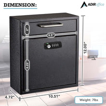 Medium Wall Mountable Mailbox with Key and Combination lock (Model ADI631-05-BLK-KC)