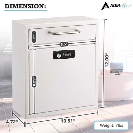 Medium Wall Mountable Mailbox with Key and Combination lock (Model ADI631-05-WHI-KC)