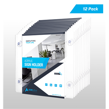 8.5''x 11'' Clear Suction Acrylic Window Sign Holder 24 Pack