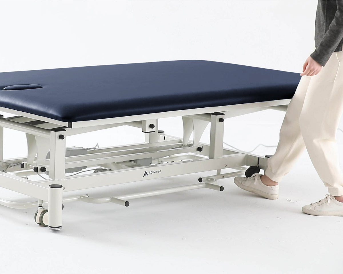 VivaComfort Elite-Line 550 lb Antimicrobial Upholstery Adjustable Height Hi-Lo Therapy Table with Padded Side Rails, Bla