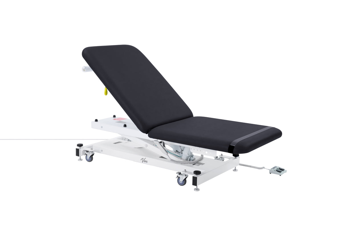 VivaComfort XRO Series 2-Section Electric Height and Back Adjustable Exam Table, 600 lbs Capacity, Black
