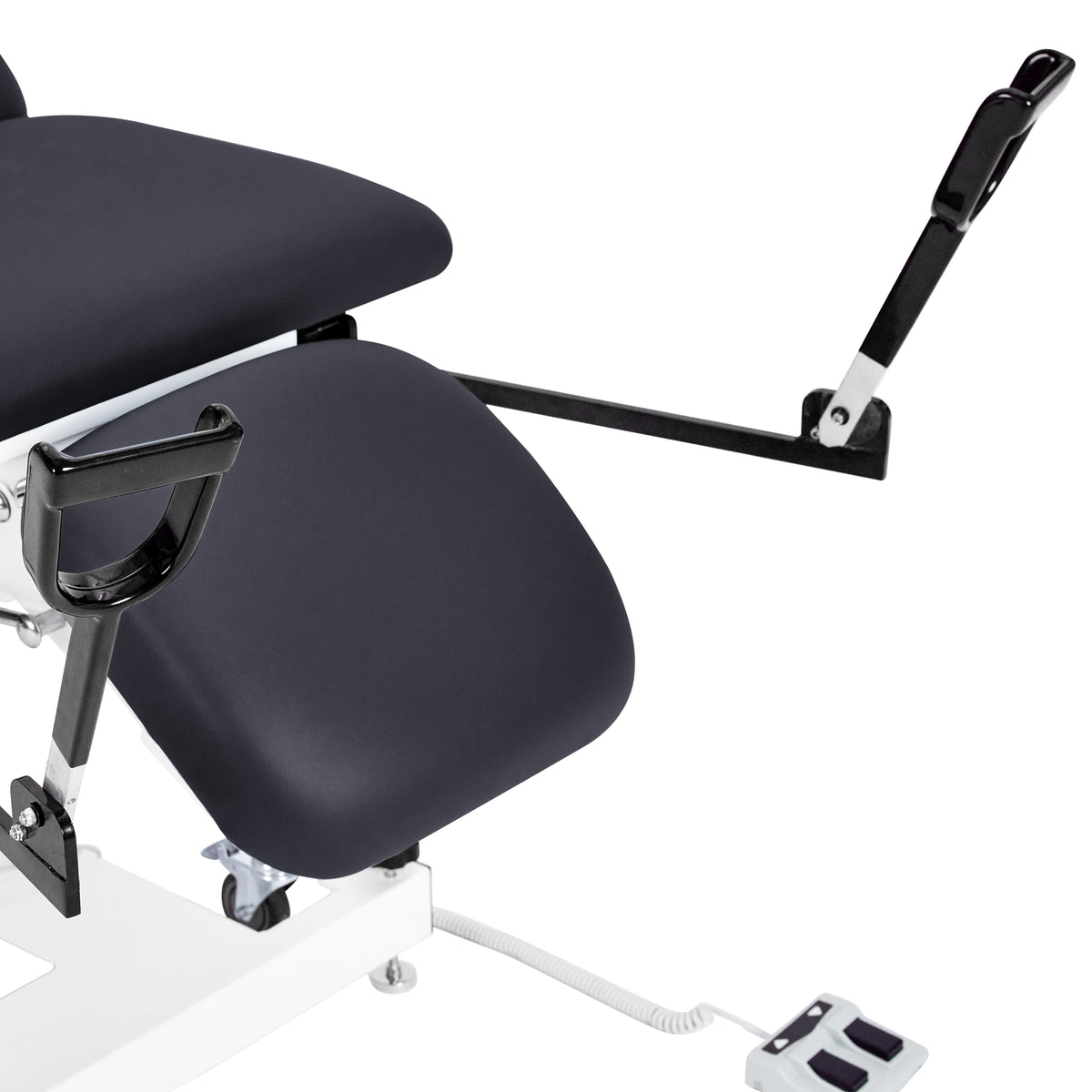 VivaComfort XRO Series 3-Section Electric Height and Back Adjustable Exam Table with Stirrups, 600 lbs Capacity, Black