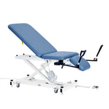 VivaComfort XRO Series 3-Section Electric Height and Back Adjustable Exam Table with Stirrups, 600 lbs Capacity, Blue