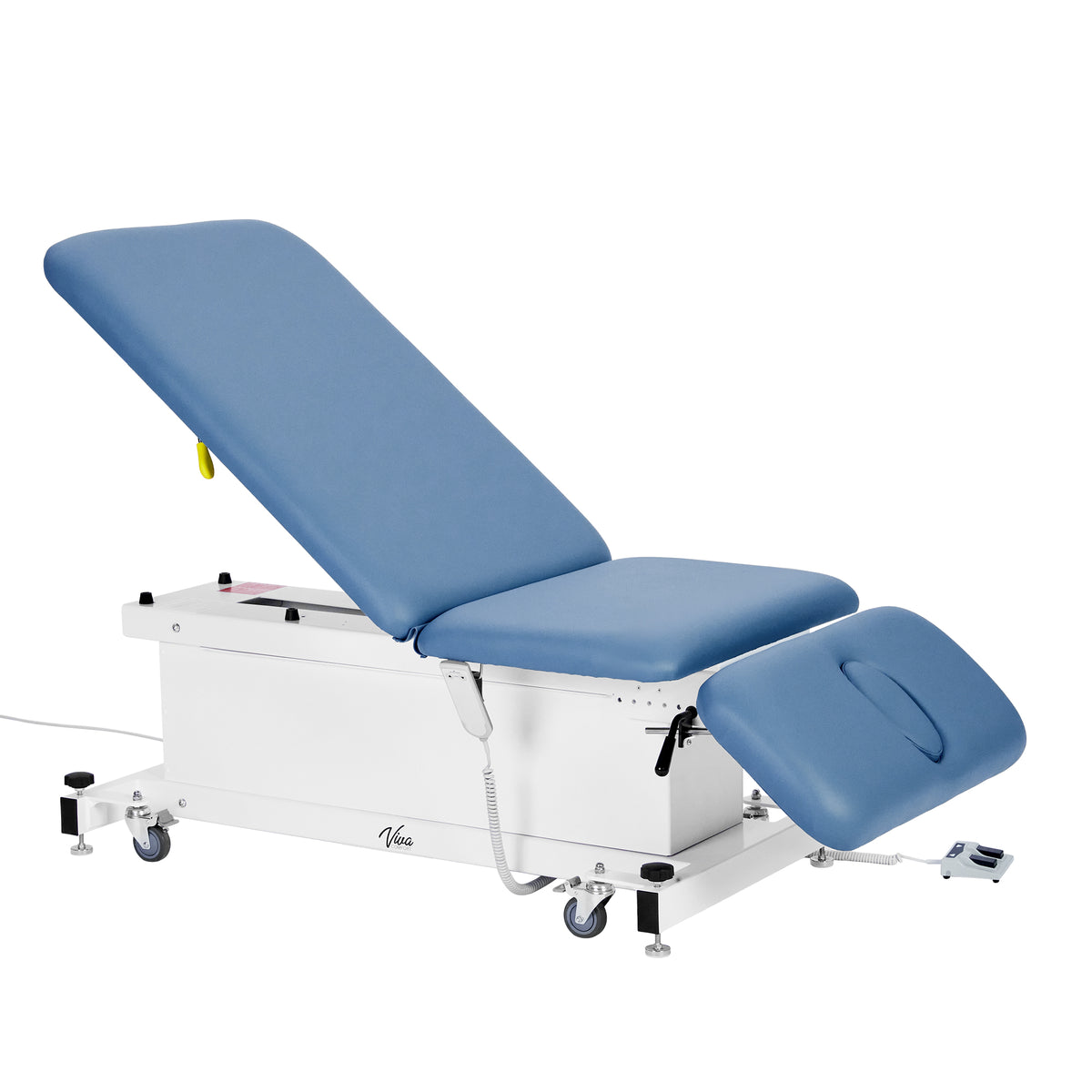 VivaComfort XRO Series 3-Section Electric Height and Back Adjustable Exam Table, 600 lbs. Capacity, Blue