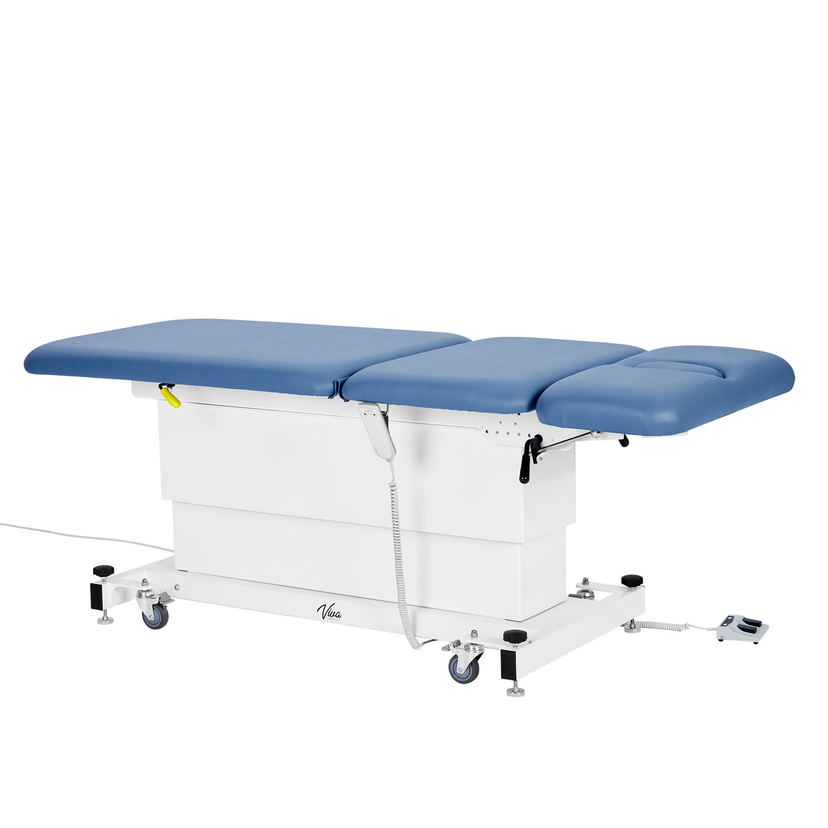 VivaComfort XRO Series 3-Section Electric Height and Back Adjustable Exam Table, 600 lbs. Capacity, Blue