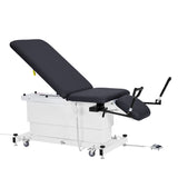VivaComfort XRO Series 3-Section Electric Height and Back Adjustable Exam Table with Stirrups, 600 lb Capacity, Black