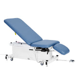 VivaComfort XRO Series 3-Section Electric Height and Back Adjustable Exam Table with Stirrups, 600 lb Capacity, Blue